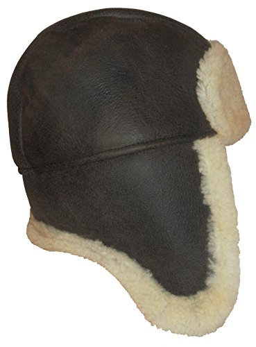 Felltrade Herren Lammfell Schaffell Fliegermütze Chapka Bomber Hut (M, Bronze)