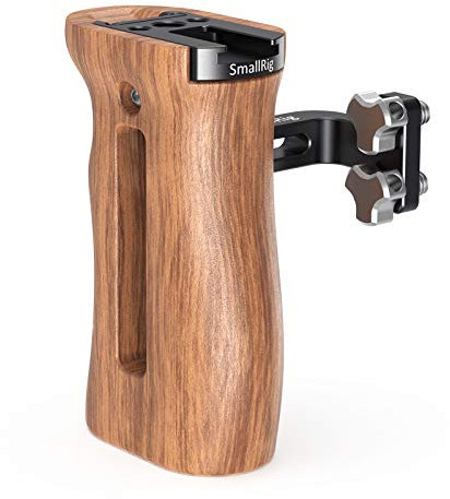 SMALLRIG Universal Wooden Handle mit Threaded Holes und Cold Shoe Holder Verstellbarer Griff für Kamera Cage - 2093C