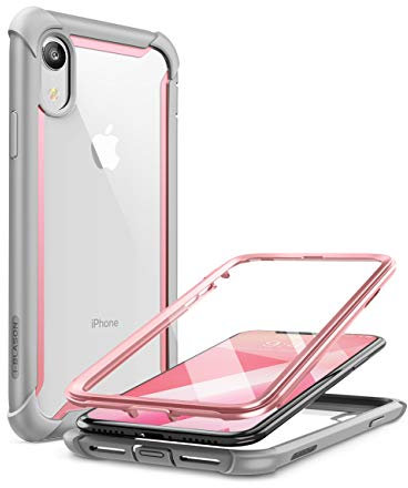 i-Blason [Ares] Full-body Rugged Clear Bumper Case with Built-in Screen Protector compatible with Apple iPhone XR 6.1 Inch (2018 Release) (Pink)