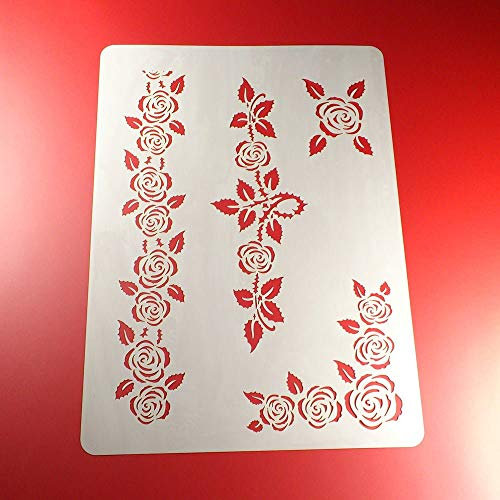 Schablone Rosen Blätter Floral Bordüre - BO02