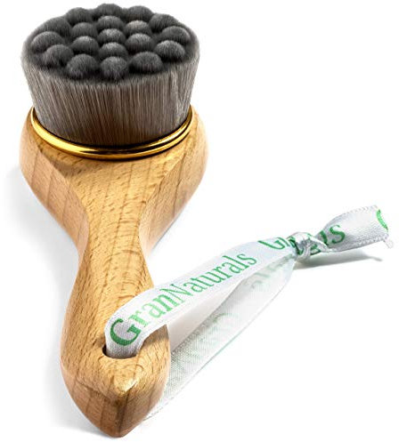Manual Facial Cleansing Brush - Soft Bamboo Fibers - Skin Cleanser & Scrubber for Applying Face Mask, Acne Washing, Daily Deep Pore Cleaning - Men and Women