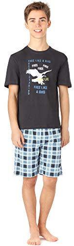 Timone Jungen Pyjama Langarm aus Baumwolle Set Zweiteiliger Schlafanzug Hausanzug TI112 (MarineKariert3 (9632201), 182)