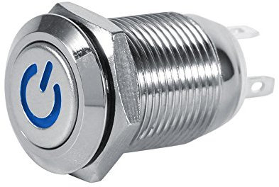 Keenso 12mm 3V Auto Power Metall Druckschalter wasserdicht LED selbstsichernde Rast Druckknopf Schalter 1NO1NC(blau)