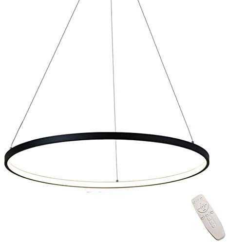 Serin-Eletro Modern LED-Pendelleuchte Schwarz Rund Ring Dimmbar Pendellampe mit Fernsteuerung Höhen-Verstellbar Decken-Hängeleuchte für Wohnzimmer Schlafzimmer Esszimmer Küchen Beleuchtung,φ60CM