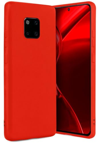 ONEFLOW SlimShield Pro für Huawei Mate 20 Pro Hülle Ultra dünn erhöhter Rand, TPU Backcover minimalistisch Handyhülle flexibel, Schutzhülle mit Kamera- und Displayschutz, Rot
