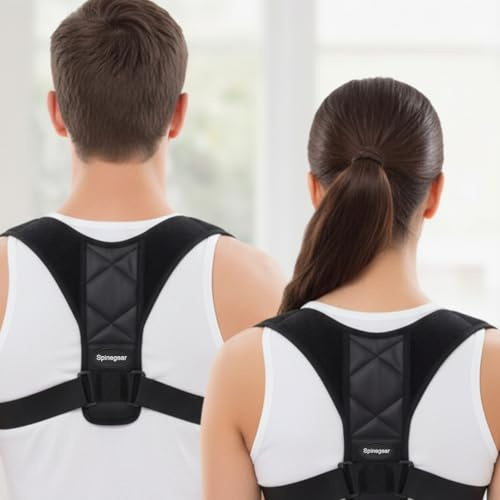Spinegear Haltungskorrektur Verstellbare Rückenstütze, Rückenstütze, Schultergurte, krumme Korrektur, Oberrücken-Geschirr, Haltungskorrektur, Schmerzlinderung für Männer und Frauen