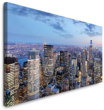 Paul Sinus Art GmbH New York in der Nacht 120x 50cm Panorama Leinwand Bild XXL Format Wandbilder Wohnzimmer Wohnung Deko Kunstdrucke