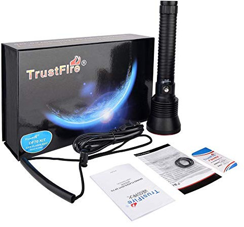 Linterna profesional de buceo TrustFire DF70-375 metros, 3200 lúmenes, inmersión hasta 70 metros, 4 modos uso (A - Linterna sola)