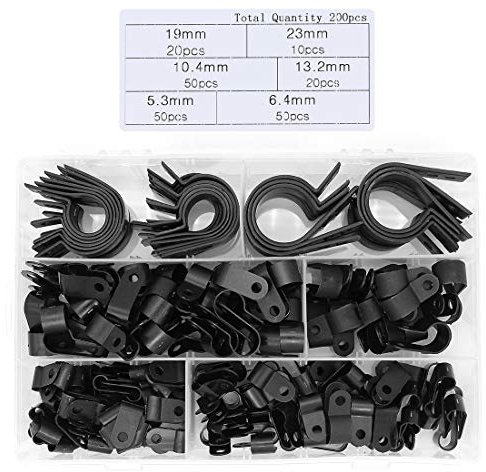 Yuhtech 200Pcs Nylon Wire Cable Clamp P Clips Fastener Plastic Wire Clips for Wire Cable Conduit