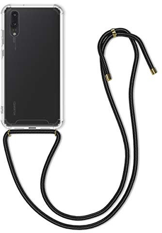 kwmobile Necklace Case kompatibel mit Huawei P20 Hülle - Silikon Cover mit Handykette - Band Handyhülle Transparent Schwarz