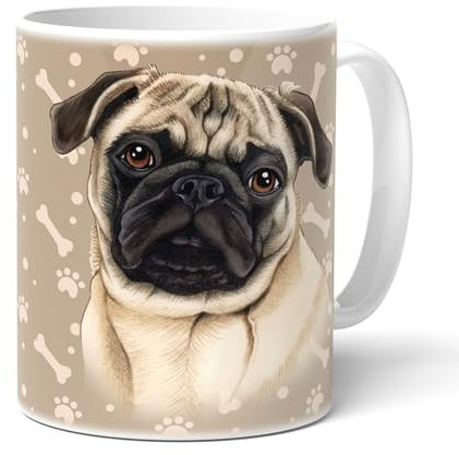 MOPS (46) - Kaffeetasse, Becher, Teetasse aus hochwertiger Keramik. Kaffeebecher mit schöner Grafik und Spruch in deutscher Sprache. Praktisches Geschenk.