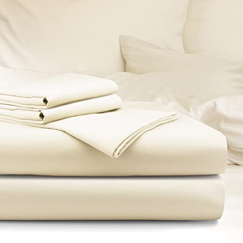 bo&button® Luxus Mako Satin Bettwäsche Set, 100% Bio Baumwolle (Long Staple 300), ALLE GRÖßEN, seidig weich & zeitlos schön, Set 155x220 cm + 40x80 cm (2-TLG.) - Buttercream Beige