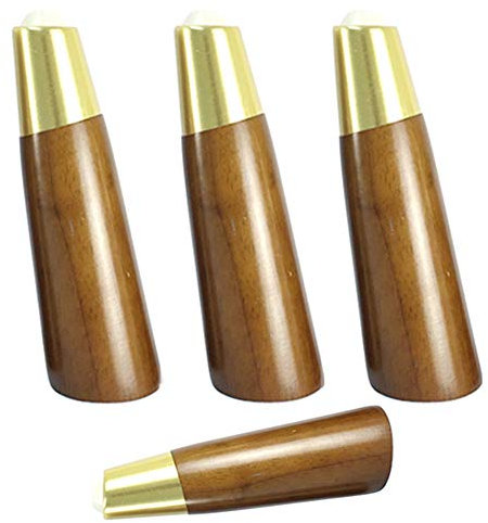 XIAOYUE 4 Stück Möbelbeine, Sofabeine, Moderne Walnussmöbelfußersatzbeine Aus Der Mitte des Jahrhunderts, Mit Beinbefestigungsplatten, für Couchtische,Schränke (Schwarz/Nussbaum)(3/4/5/6/7 Zoll)