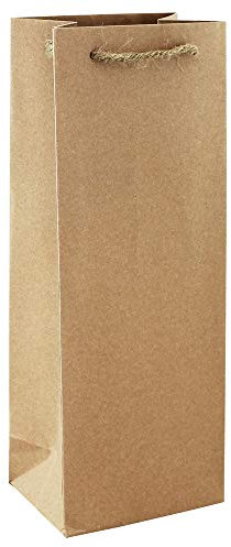 Eurowrap 28800-4C - Un Sac Cadeau Kraft - Format Bouteille - 12,7x9x35,5cm - 210g - Emballage Cadeau Kraft, Emballage, Idéal pour : Bouteille, Gourde, Alimentaire