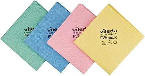 cubex professional Mehrzweck-Reinigungstücher PVA MICRO aus Mikrofaser für eine 100% sichere und effektive Reinigung (4 Farben, 1 Packung mit 4 Tüchern)