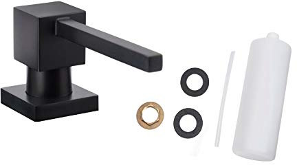 ADGO Eleganter Quadratischer Spender 400 ml Seifenspender für Küchenspüle Messing für Flüssige Seife Matte Tischpumpe Schwarz