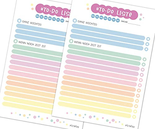 To Do Listen Block – Planer inkl. Priorisierung und Aufgabenverteilung, 50 Blatt A5 Tagesplaner oder Wochenplaner – bunter ToDo Notizblock für zuhause & Büro - Daily Planer zum Abhaken (Was 2x)