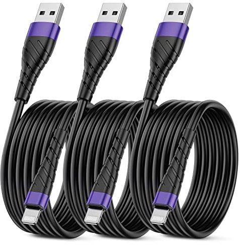 OIITH 3-Pack 10ft iPhone Charging Cords, Extra Long 10 Feet, 2.4A MFi Certified Power Wire Compatible with iPhone 12/11/XS/Max/XR/X/8/7/iPad