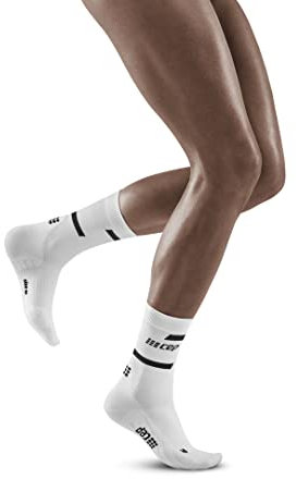 CEP - THE RUN COMPRESSION SOCKS MID CUT für Damen | Mittellange Laufsocken in weiß mit Kompression | Regenerierende Kompressionsstrümpfe für Frauen | Gr. II | S