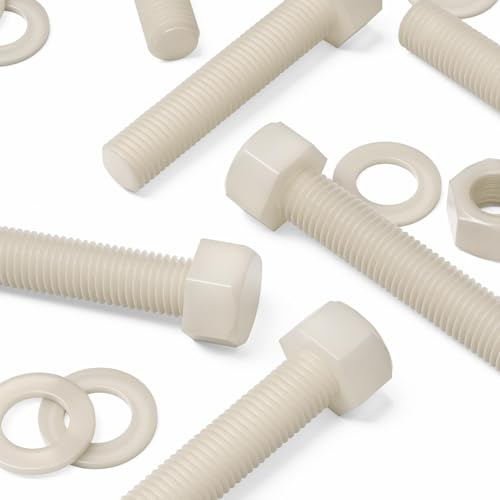 5x tornillos de cabeza de Nailon Hexagonal, M20 x 100mm, Pernos Tornillos y Tuercas de Plástico, Tuercas, Arandelas, Nailon