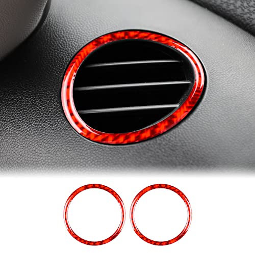 KUNGKIC Carbon Fiber Air Outlet Decoration Trim Ring Sticker for Mini Cooper Clubman R55 R56 R57 Accessories (Red)
