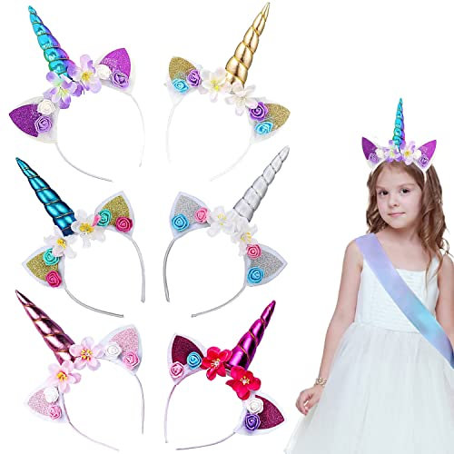 Serre Tete Licorne Fille,6PCS Bandeau Licorne Coloré,Fournitures de Fête de Licorne,Unicorn Bandeaux,Licorne Bandeaux,Serre-Tête Licorne pour Adulte Enfant,Chapeau pour Pâques Anniversaires Fêtes