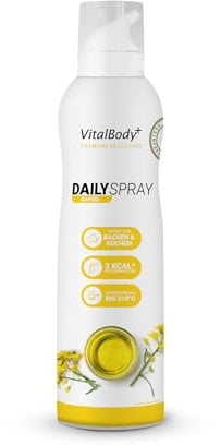 VitalBody+ DailySpray, Rapsölspray zum Braten, Grillen & Backen, 800 Portionen, 2 kcal pro Sprühstoß, ideal zum Abnehmen, Non-Stick Cooking Spray, Trennspray, zertifiziert & laborgeprüft