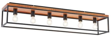 Lindby Deckenlampe Miravi (Modern) in Schwarz aus Holz (6 flammig, E27) - Deckenleuchte Lampe Wohnzimmerleuchte