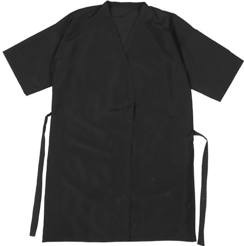 Uinsex - Vestaglia da salone per parrucchiere, impermeabile, ad asciugatura rapida, leggera, con cintura regolabile in vita, per taglio capelli, sauna rilassante, salone, 1 pezzo (nero)