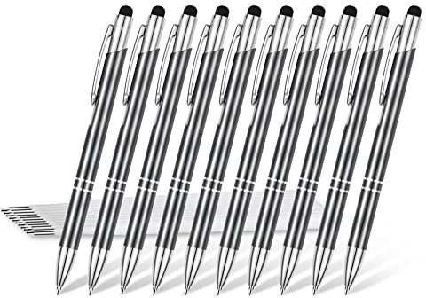 Eingabestift Kugelschreiber mit Gravur, OXYEFEI 2 in 1 Personalisiert Stylus Stifte mit Wunschtext Hochempfindlich für Touch Screens Gerte Smartphones (Grau2)