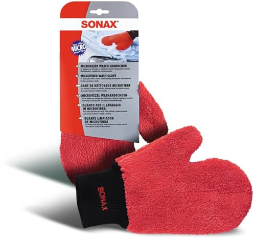 Sonax Unisex – Erwachsene Microfaser-Waschhandschuh-03570025 Microfaser-Waschhandschuh, Rot, Einheitsgröße