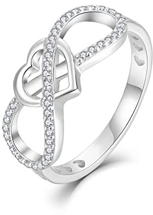 Starchenie Unendlichkeit Herz Ring 925 Sterling Silber Liebesknoten Ring Versprechen Ring für Damen