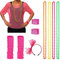 ZDQC 80er 90er Jahre Outfit Damen,80 Jahre Kostüm Zubehör Set,Neon Netz Shirt 10tgl,80er Jahre Accessoires Damen,80er Kostüm Accessoires,Neon 80 Jahre Outfit Party (Neon Rosa)