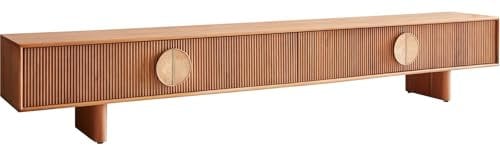 DELIFE TV-Board Surimu Akazie Hellbraun 240 cm 4 Türen Kork-Griff Holzfüße