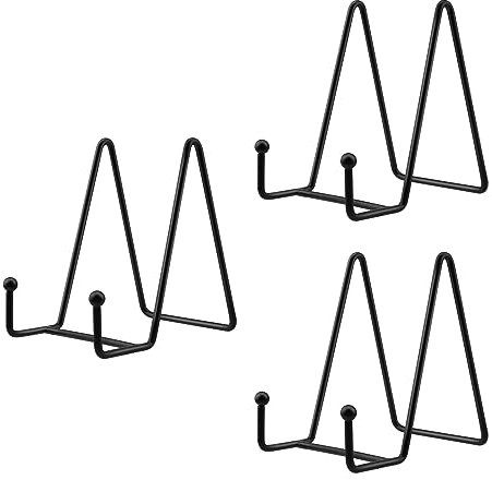 ZEONHEI 3 Stück Eisen Display Ständer, 4 Zoll Metall Tellerständer Staffelei Aufsteller Schwarz, Bilderrahmen Ständer Eisen Tellerhalter, Plate Display Stand für Teller, Bücher, Bilderrahmen