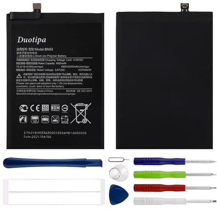 Duotipa Nuevo Batería de repuesto BN53 compatible con Redmi Note 9 Pro batería con herramientas