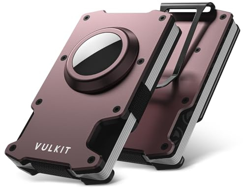 VULKIT Kreditkartenetui mit Geldklammer, schlankes Aluminium-Metall-Geldbörse mit Airtag-Halter, RFID-blockierendes Kartenetui, Geldbörse für Herren