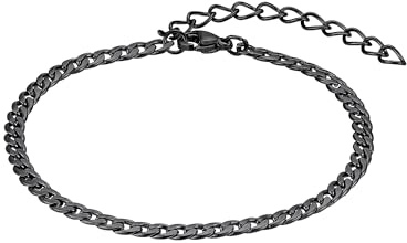Heideman Armband Sascha Herren - Aus hochwertigem Edelstahl schwarz-farbend poliert schmale stilvolle Glieder Armkette für Männer schlicht zeitlos verstellbar