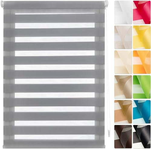 Verdunklungsrollo ohne Bohren 45 x 200 cm Ohne Bohren verdunkelnd, Sichtschutz Rollo Seitenzugrollo, Verdunklungsrollo ohne Bohren Klemmfix, für Alle Türen und Fenster, Grau