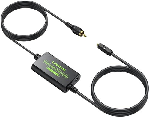 LiNKFOR Convertidor Coaxial a Óptico 192KHz 24bit Conversor Coaxial a SPDIF Toslink LPCM2.0/DTS/Dolby AC3/5.1CH Adaptador de Coaxial a Óptico para Televisor DVD Barra de Sonido