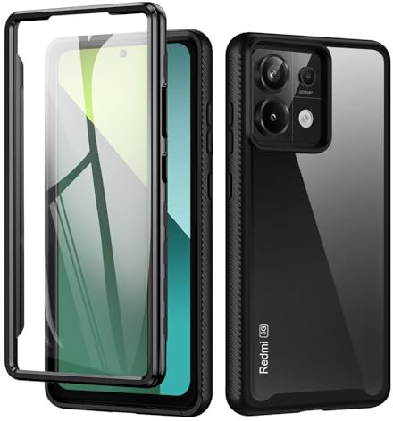 TVVTPU Funda para Xiaomi Redmi Note 13 Pro 5G/Poco X6 5G, Carcasa Protectora 360 Grados Antigolpes con Protector de Pantalla Integrado, Doble Cara Transparente Suave TPU Bumper Case, Negro