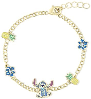 Disney Vergoldetes Armband für Mädchen, Ananas und Blume, Einheitsgröße, Messing, Kein Edelstein
