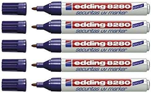 edding 8280 Securitas UV-Marker, klare Rundspitze, 1,5–3 mm, 5 Stück