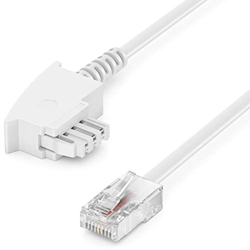 deleyCON 30m Cavo Router TAE-F su RJ45 (8P2C) Cavi di Collegamento 99% Rame AWG 28 Compatibile con DSL ADSL VDSL Fritzbox Internet Router Alla Presa Telefonica TAE Bianco