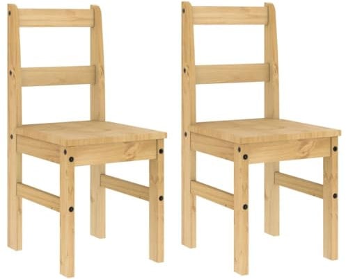 vidaXL Essstühle 2 STK., Holzstuhl Stuhl für Esszimmer Küche, Esszimmerstuhl Küchenstuhl Massivholz, Restaurantstuhl Hotelstuhl, Kiefer