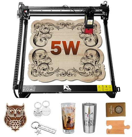 Roomark Máquina grabadora láser, máquina de corte láser de salida de, grabado de madera y metal, tamaño máximo de trabajo de mm, cortador láser y máquina grabadora (5W)