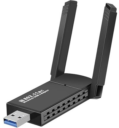 1300Mbps USB WiFi Bluetooth Adapter Free Driver Wireless 802.11n Mini Wireless Wi-Fi Compatible Free Driver USB Network Card for WinXP/7/8/8.1/10/11 Computer (Black)