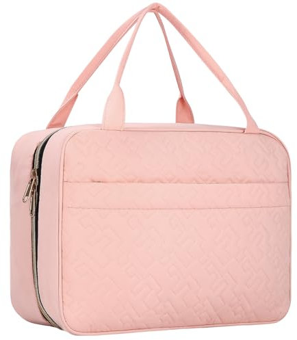 Trousse de Toilette, Trousse de Toilette Femme, Sac de Toilette Voyage Imperméable et Suspendu,Trousse de Toilette Femme Voyage avec Crochet(Rose)
