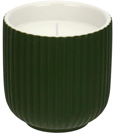 rituali domestici - grüne Kerze M aus Keramik, 9 x 9 cm, Tiefe 9 cm, Kollektion Sofficeluce