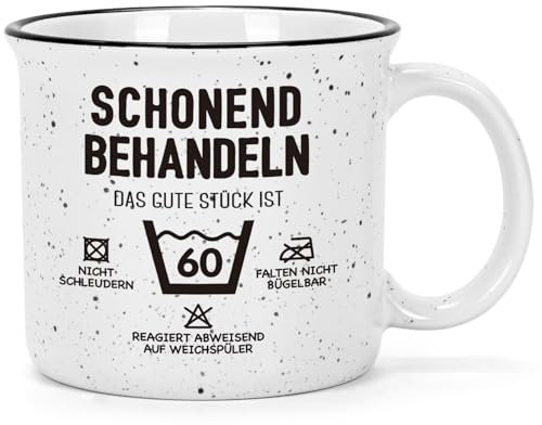 Joymaking 60. Geburtstag Geschenke für Frauen Kaffee Tasse Geburtstagsgeschenke mit Spruch Schonend behandeln Das gute Stück ist 60, Lustige Geschenkidee Geburtstag zum 60. Frauen, 450 ml Weiß